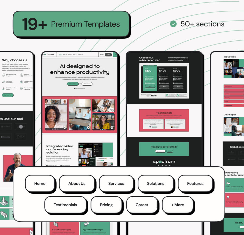 Spectrum - Online Meeting Saas Elementor Pro Template Kit